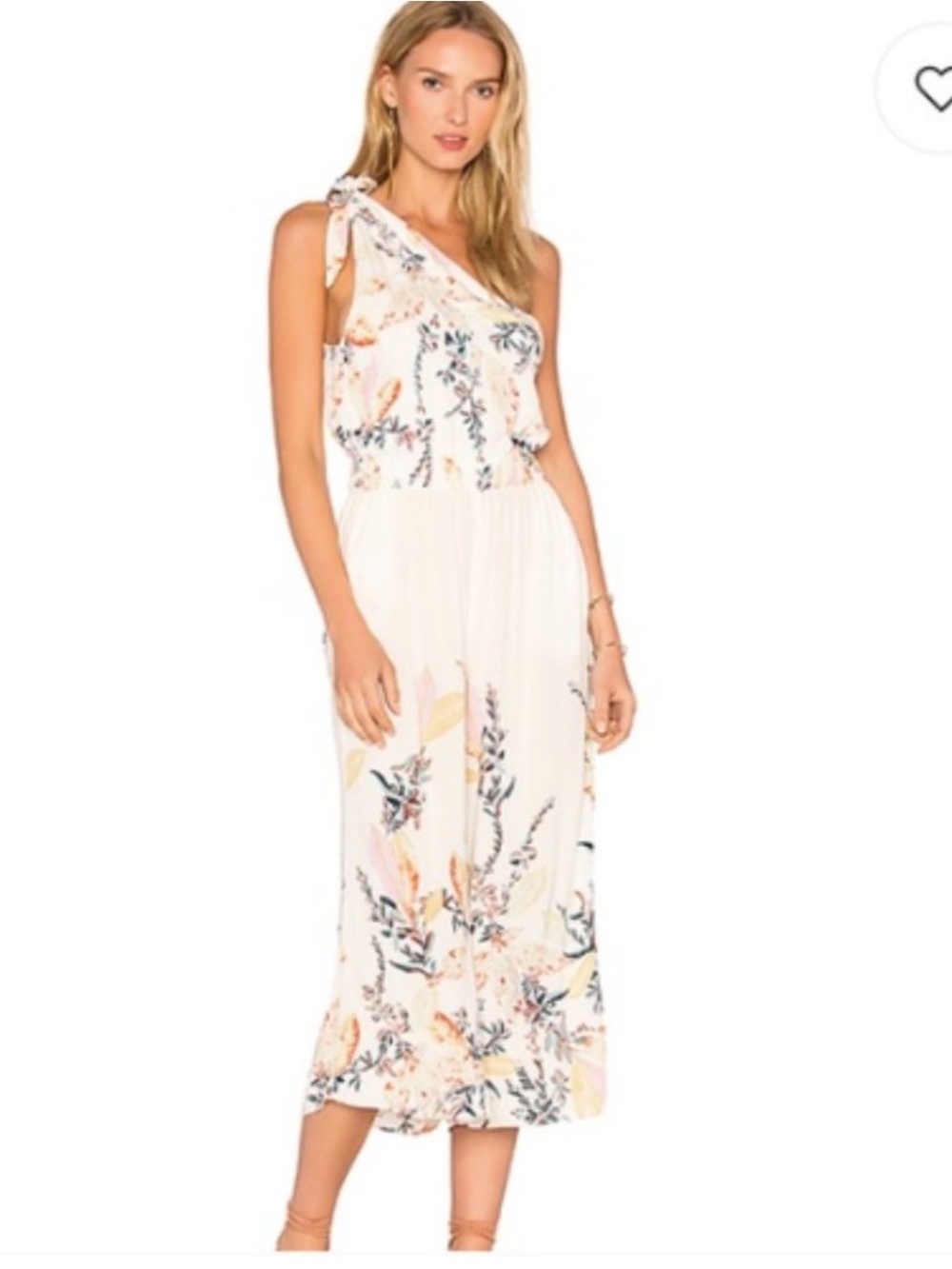 FREE PEOPLE Island Time One Shoulder Floral Cropped Wide Leg Jumpsuit Size Small - Picture 2 of 8
